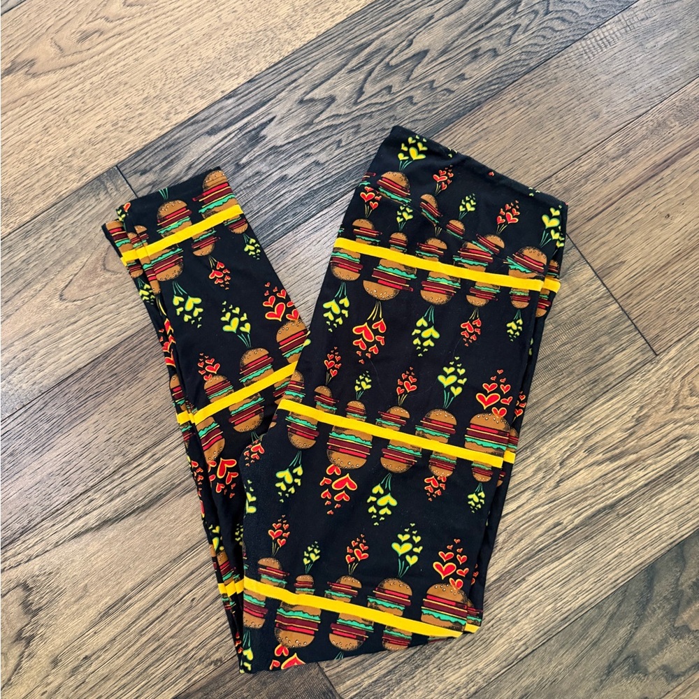 Kids Black Burger-Print Leggings